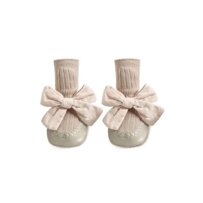 Baby Bow Princess Floor Shoes Socks Baby Footwear Anti Slip Tube Socks