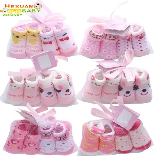  Pair Into Gift Bag Baby Girl Cotton Socks