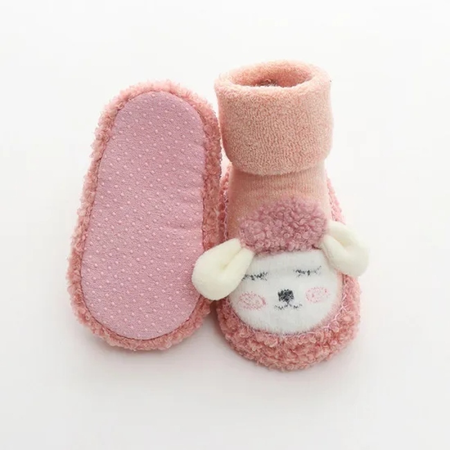 D Anti Slip Fuzzy Terry Toddler for Cute Infant Baby Sock Shoes