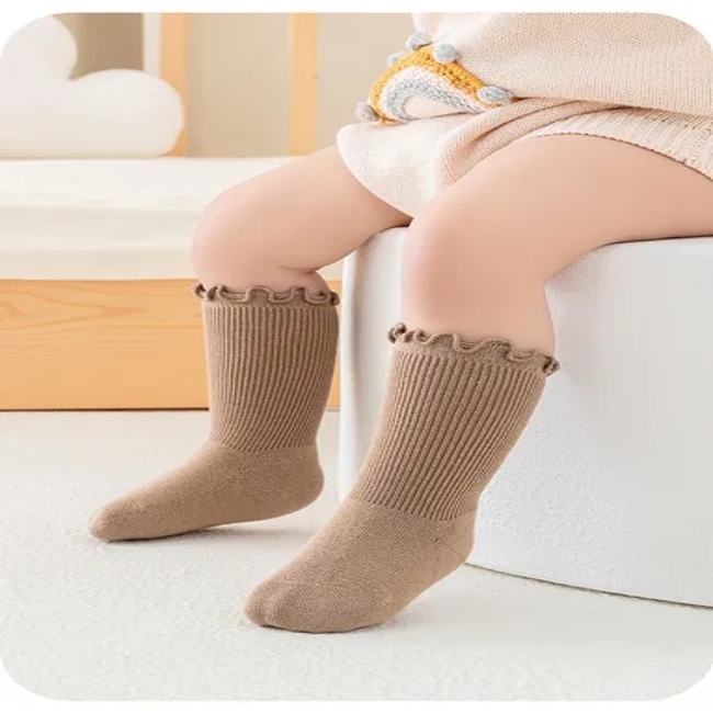 Factory Customization Baby Cotton Solid Color Calf Socks Thick Warm Knee High Socks Baby Winter Socks for Newborn