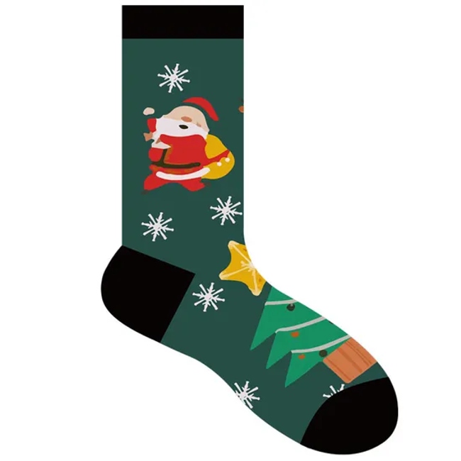 Women Colorful Fancy Crazy Design Soft Stretchy Novelty Crew Christmas Sock