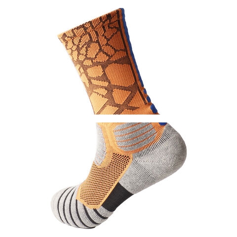 Hot sale Medium length thick terry jacquard shock absorbing sports socks exercise workout running