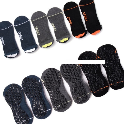 High quality black cotton socks for men custom logo non slip football sports ankle grip socks