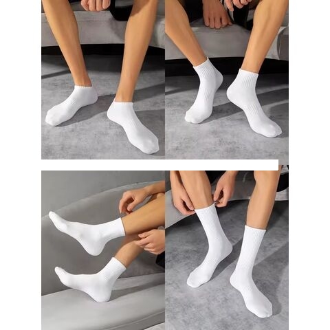  Custom Quick Dry White Black Cotton Women Men Athletic Sports Socks With Custom Logo