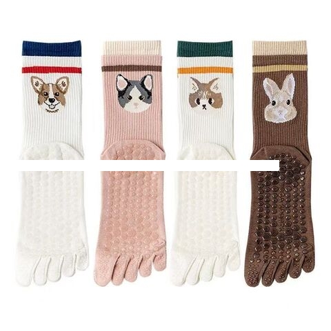 Factory custom yoga socks pet jacquard five finger socks non slip comfortable breathable warm Pilates socks for women