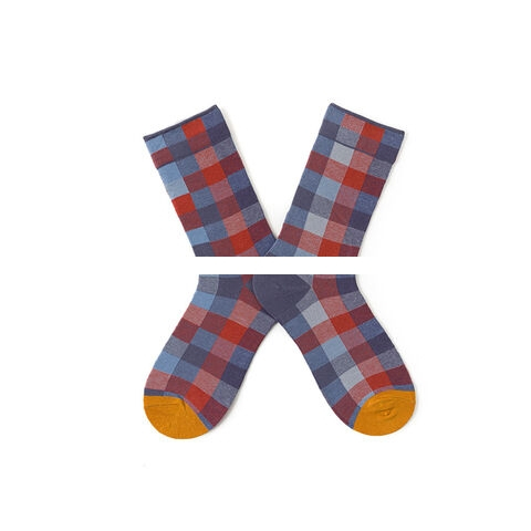 Cheap Price Unique fashionable wholesale breathable anti bacterial Grid pink blue colorful unisex crew socks