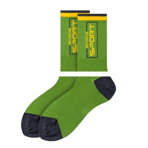 ODM Fashion Socks Yellow Green Orange Colour Letter Jacquard Cotton Socks Custom Your Design Sport Socks