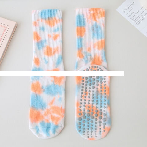 Spring And Summer Tie Dye Socks Pure Cotton Non slip Yoga Grip Socks Fitness Sports Socks
