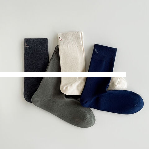 Men s solid color right angle socks degree heel commuting autumn and winter cotton socks