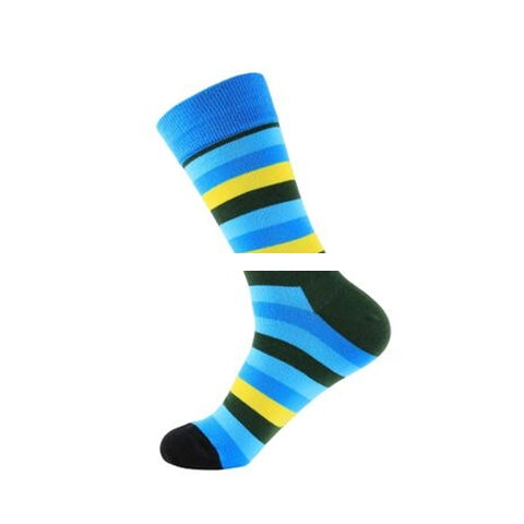Good service Men s Fun Dress Socks Colorful Stripe Socks for Men Cotton Fashion Patterned Socks