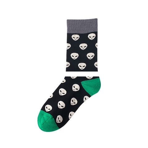 Men s long socks printed black sports Xinjiang cotton socks