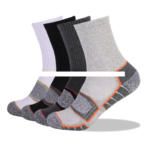 Men s outdoor mid length thickened towel bottom sweat absorbing sports running socks