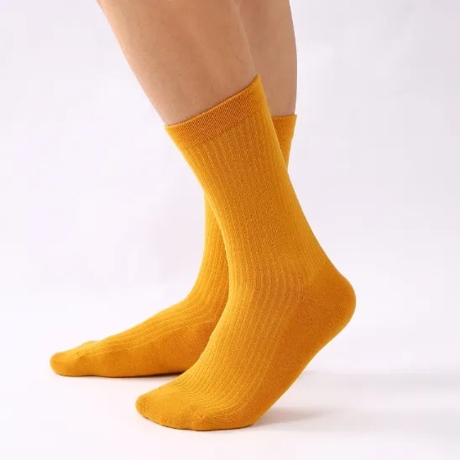 Custom Wholesale High Quality Solid Color Fashion Mens Cotton Business Crew Socks