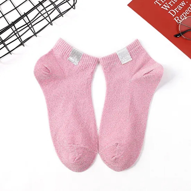 Short Socks Women Candy Color Korean Cloth Label Silver Onion Bright Silk Student Socks Campus Wind Cute Girls Peplum Boat Socks