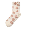 Sweatproof Anti-Oduor and Breathable Red Gorgeous Court Vintage Flower Embossed MID-Calf Socks