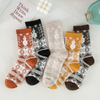 Autumn and Winter New Socks Women′s MID-Calf Socks Snowman Double Needle Double Road Thickened Warm Rabbit Wool Socks