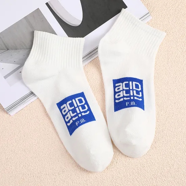 Socks Men′s Spring and Summer Trendy Sports Short Socks College Style Student Boat Socks Knitted Printed Korean Hundred Low Socks