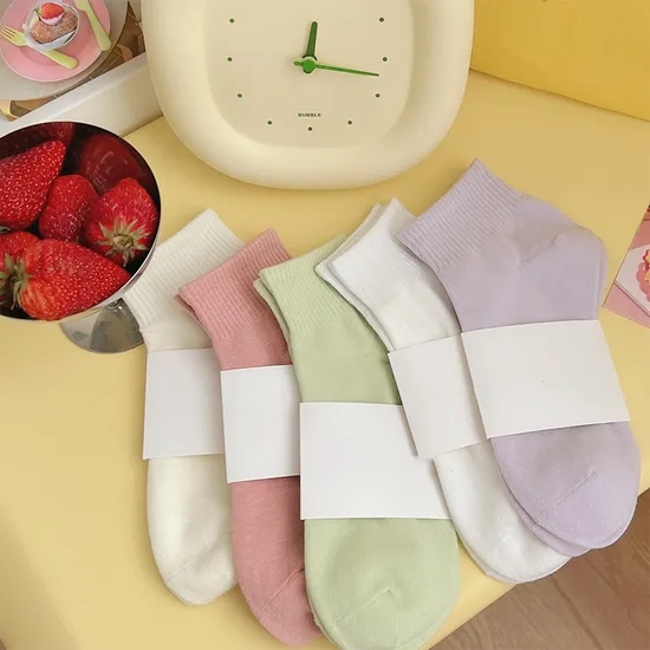 New Candy Colored Flower Embroidered Pile Socks Women Cotton Socks