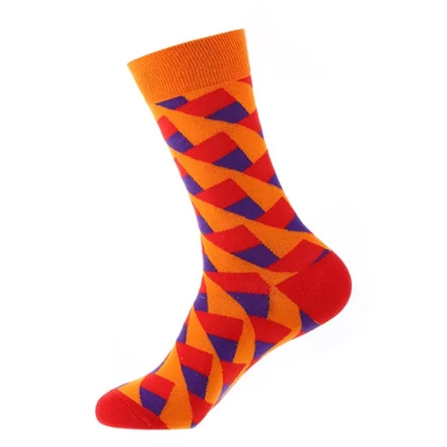 Custom Hot Sale Uniform Men Argyle Style Cotton Business Crew Socks for Men