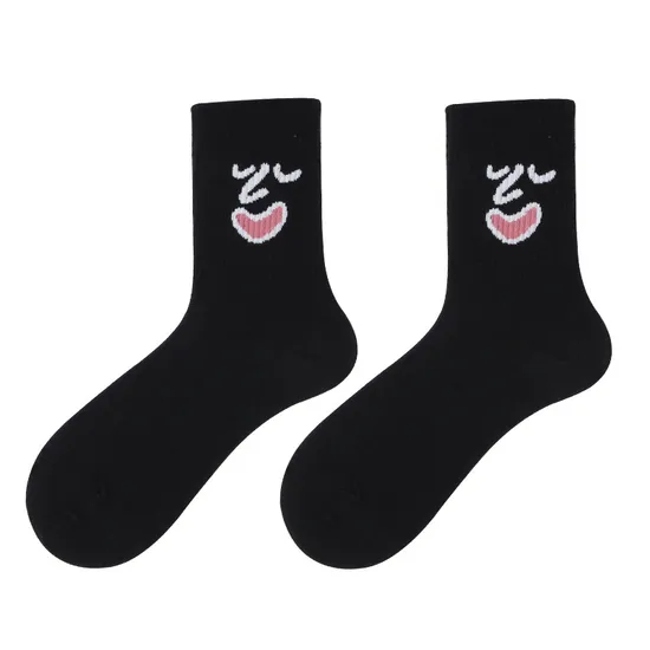 Cotton Funny Novelty Anime Cartoon Face Emoticon Socks for Women Lady