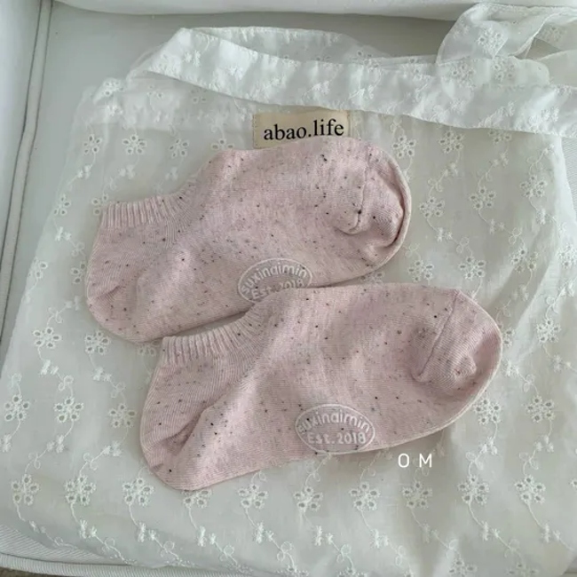 Cream DOT Yarn Yuanbao Boat Socks Foot Printing Rubber Shallow Socks Japanese Summer Thin Non-Slip Non-Falling Heel Short Socks