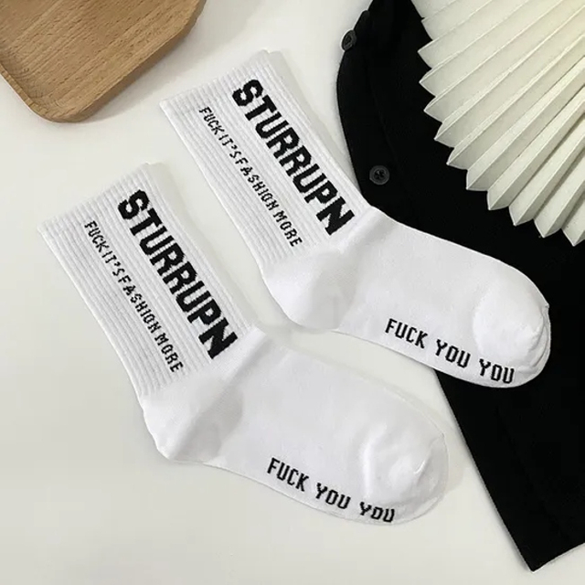 Spring and Autumn Socks for Men and Women High-Top Letter MID-Calf Socks Four Seasons Warm Cotton Socks Casual Sports Long Socks