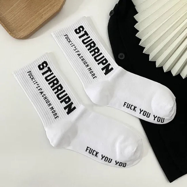Spring and Autumn Socks for Men and Women High-Top Letter MID-Calf Socks Four Seasons Warm Cotton Socks Casual Sports Long Socks