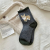 Autumn and Winter Sheep Wool Three-Dimensional Puppy Boneless Flocking Wool Warm Socks Women′s Socks Clashing Colors Stacked Socks