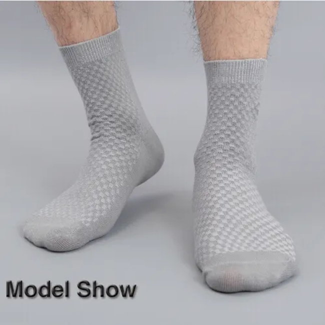 Solid Color Double-Needle Men′s MID-Tube Business Sports Socks