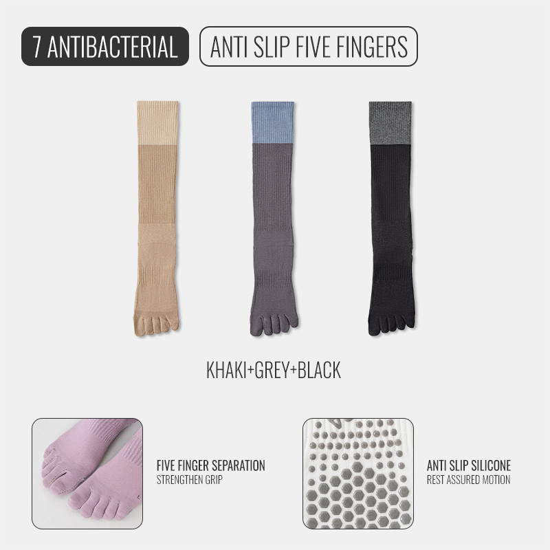 vintage MiiOW Five Finger Sock Cotton Sports Long Pilates Socks Women Yoga Sock Silicone Non-slip Professional Indoor Gym 