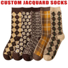 AI-MICH OEM Manufacture Low Cotton Packaging Jacquard Embroidery Print Knitted Crew Ankle Sport Socks
