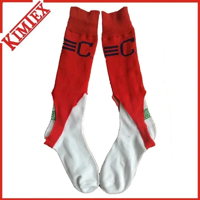 Custom Logo Compression Knee High Socks Stripe Knit Open Heel Stirrup Toeless Long Sport Socks