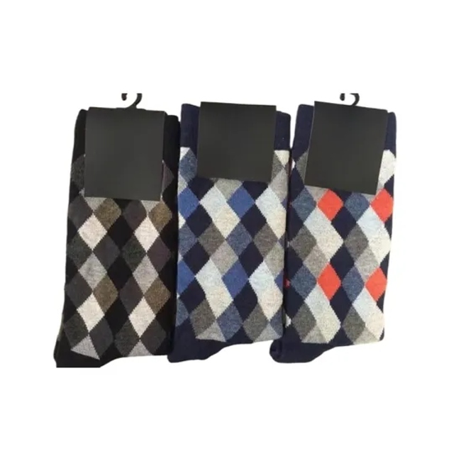 Antibacterial Soft Breathable High Elastic Cotton Colorful Argyle Men Ankle Crew Socks
