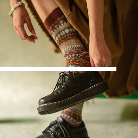 High Quality Fashion Men s Breathable Deodorant Cotton Knitted Crew Socks Custom logo Ethnic Style Unisex Socks