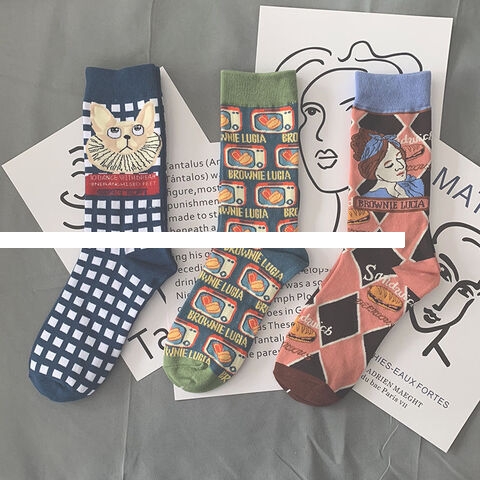 OEM Spring And Autumn Crew Socks Men And Women Personality Tide Cotton Socks Retro Academy Wind Women s Socks