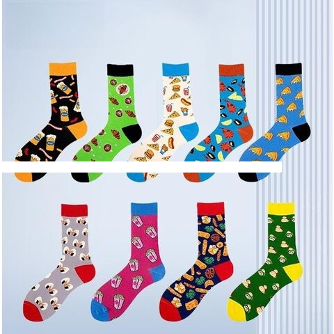 Wholesale Colorful Patterns Cute Cool Women Customizable Socks Unisex Organic Cotton Crew Socks