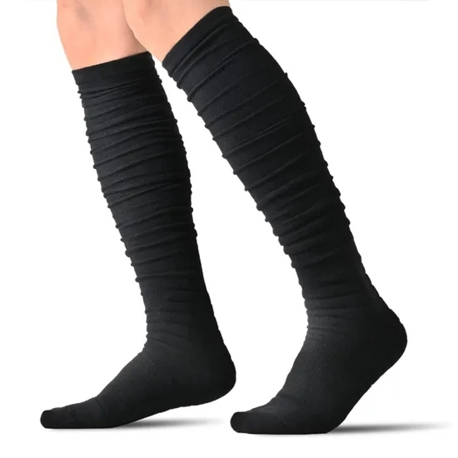 Custom Logo High Quality Cotton Sports Soccer Football Compression Slouch Socks