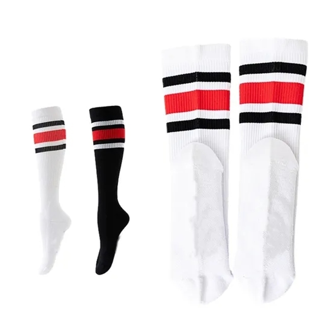 Classic Stripe Cushioned Sole Sports Compression Half Cushion Terry Nylon Socks
