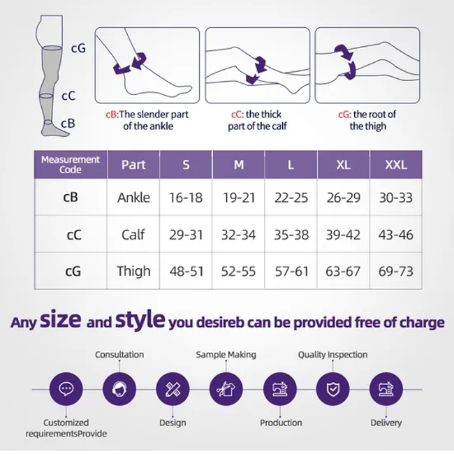 Medical Grade Socks with Toe Coverage Professional Manufacturer Post Surgical Socks Post Recovery Surgical Varicose Veins Thigh High Compression Garment
