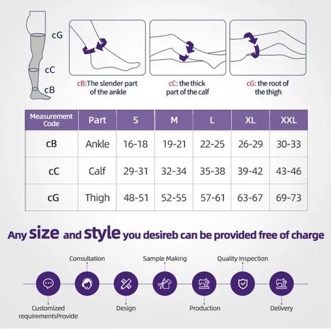 Medical Grade Socks with Toe Coverage Professional Manufacturer Post Surgical Socks Post Recovery Surgical Varicose Veins Thigh High Compression Garment