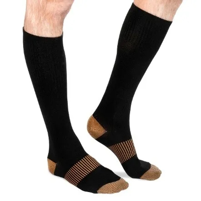 Antibacterial Deodorant Knee Copper Compression Long Socks, Long Copper-Infused Compression Socks for The Male