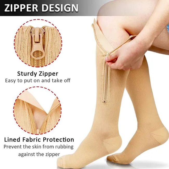 Improved Blood Circulation After Surgical Functional Socks 20-30 Mmhg Medical Zippered Compression Stocking