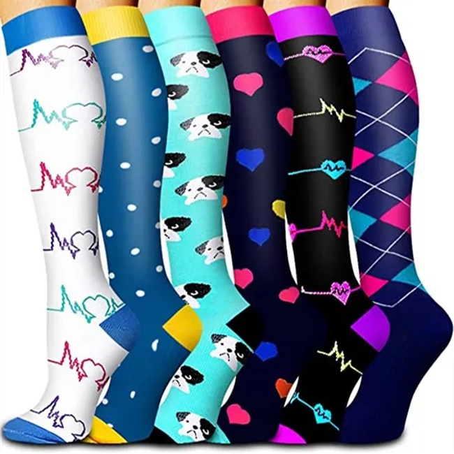 Custom Logo Men Women Knee High Sports Medical Football Nurse Compression Socks