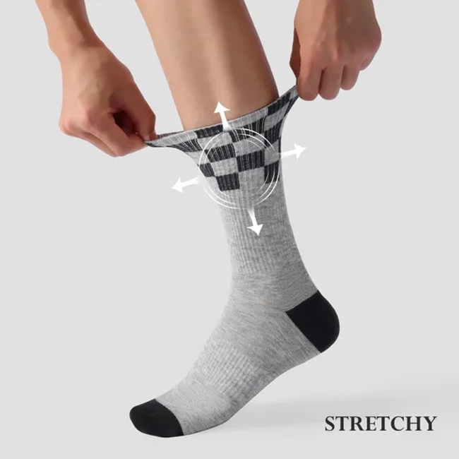 Custom Cotton High Quality Checkerboard Sports Women Cushion Crew Socks