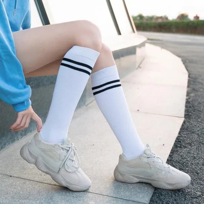 Striped Long Socks Women High Stockings Ladies Girls New Customized Knee Socks