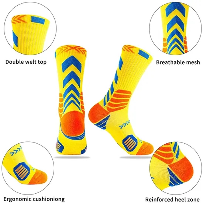 Wholesale Basketball Cushion MID Calf Socks for Football Soccer Running Hiking, Soft & Calf High Crew Socks