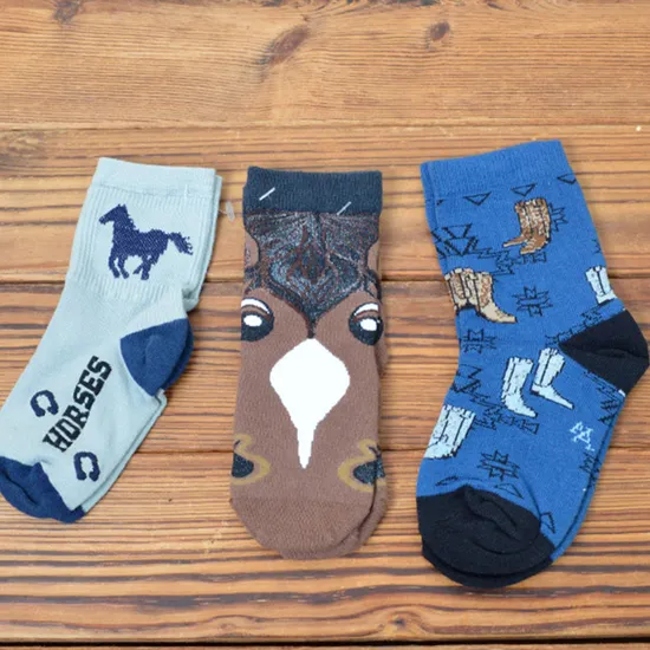 Customized Sports Soft Breathable Boot Socks Children Cute Pattern Equestrian Riding Socks