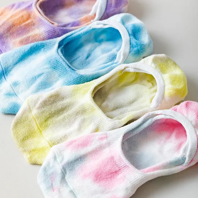 Stylish Breathable Cotton No Show Socks with Tie Dye Design