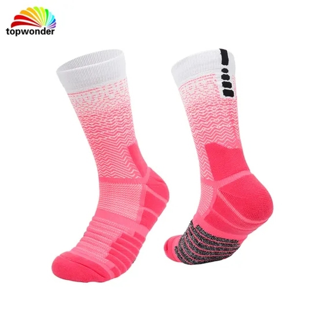 Customize and Wholesale Crew Terry Sports Football Basketball Running Cycling Sock with Cushion Bottom at Low Price and High Quality