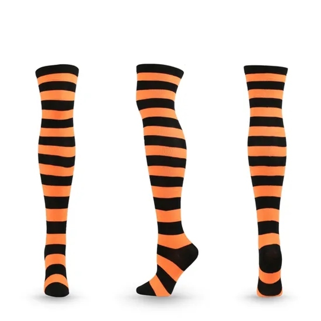 Striped Stockings Over Knee Thigh High Socks Anime Preppy Socks Multi Color